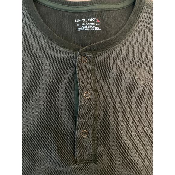 Untuckit Schrock Shirt Mens XXL Green Long Sleeve Henley Snap Casual Pullover - Picture 2 of 9